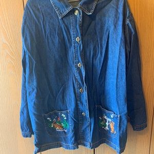 Blair Cat Embroidered Jean Gardening Jacket